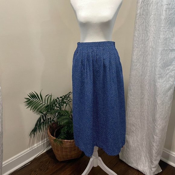 Vintage 1980's Blue and White Midi Skirt  By Joan Leslie - Picture 4 of 8
